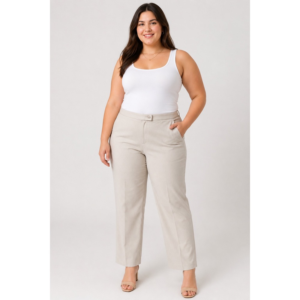 Dressbarn 2-Way Stretch Short Women's Pants Beige Polyester Rayon Spandex 18W